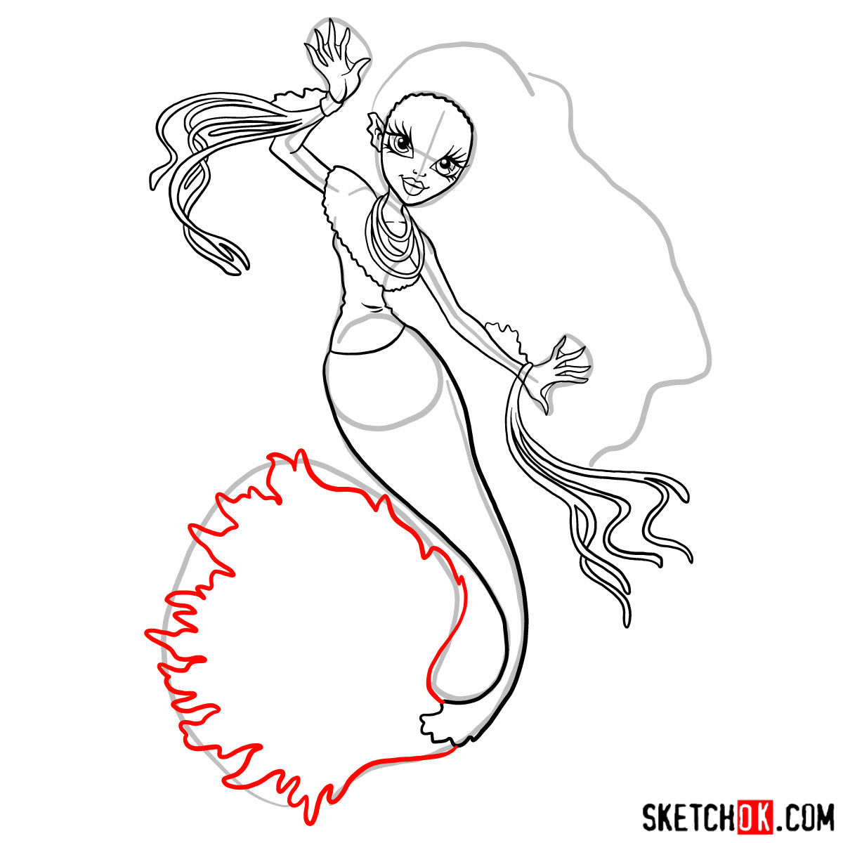 How to draw Sirena Von Boo - step 11