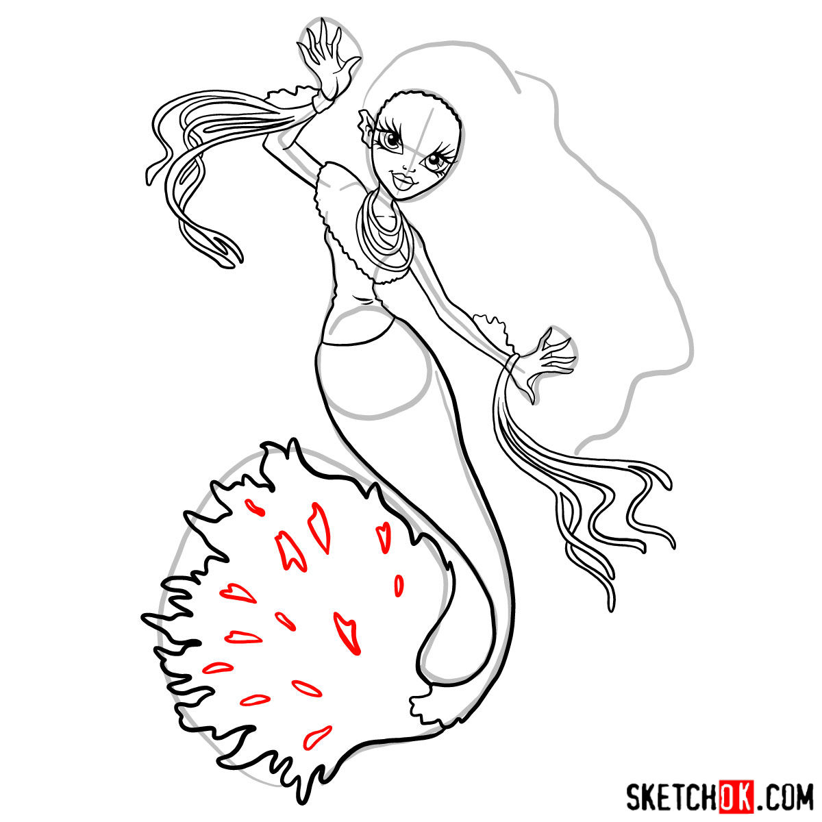 How to draw Sirena Von Boo - step 12