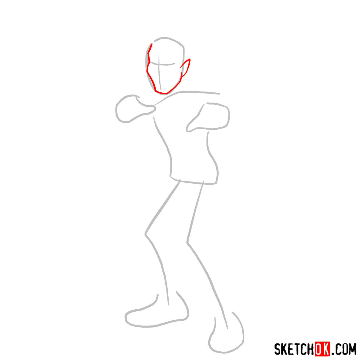 How to draw Heath Burns - step 02