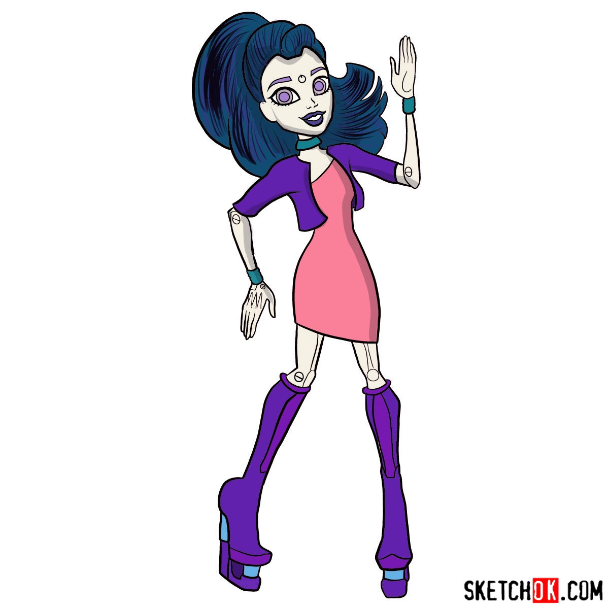 How to Draw Elle Eedee a Popular Monster High s Robot DJ