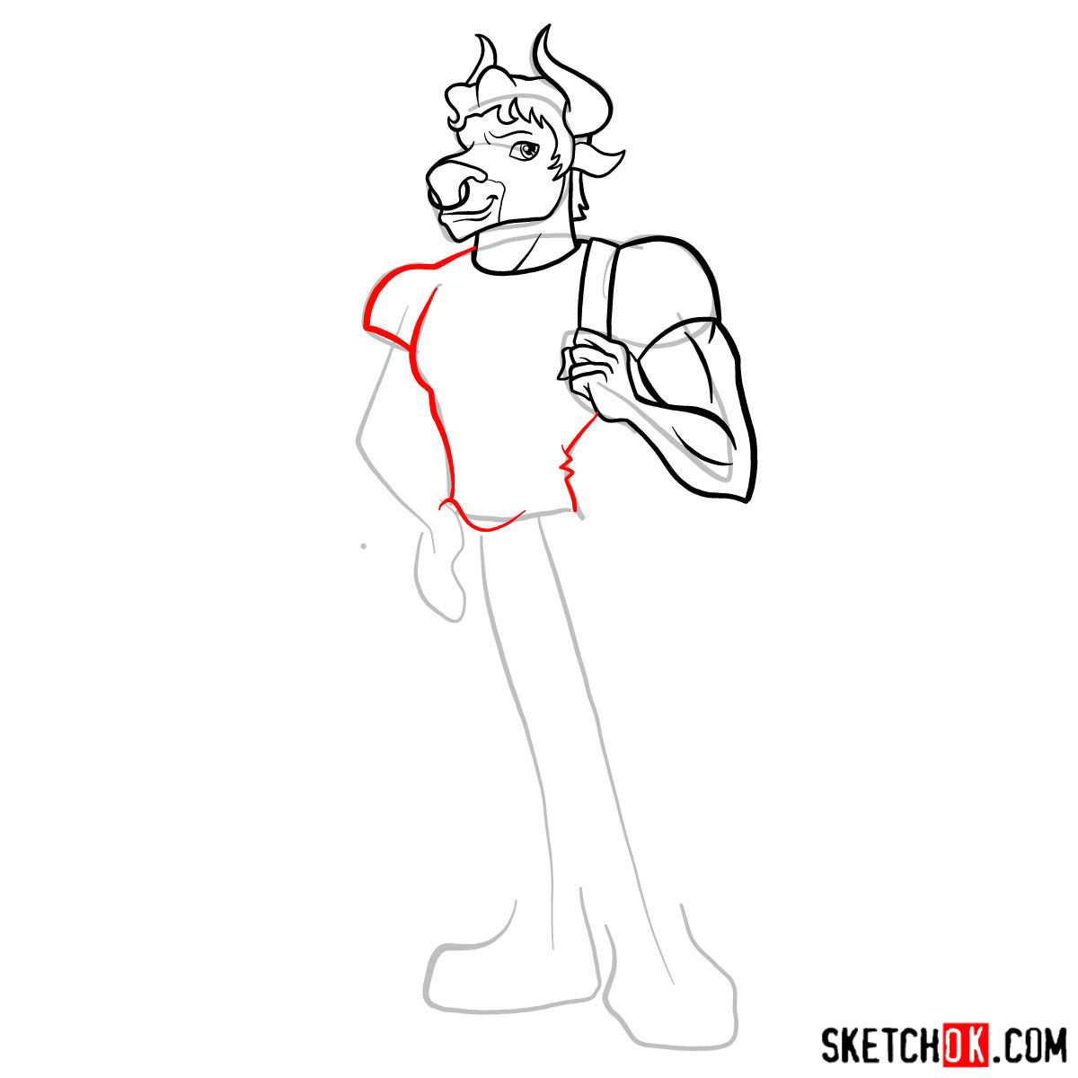 How to draw Manny Taur - step 08