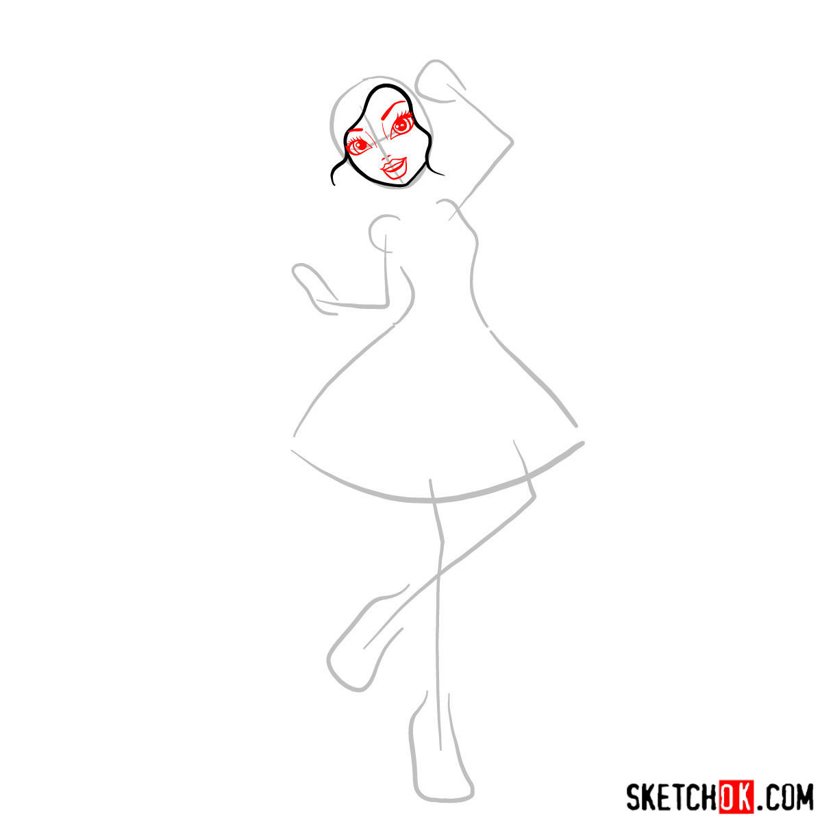 How to draw Justine Dancer - step 03