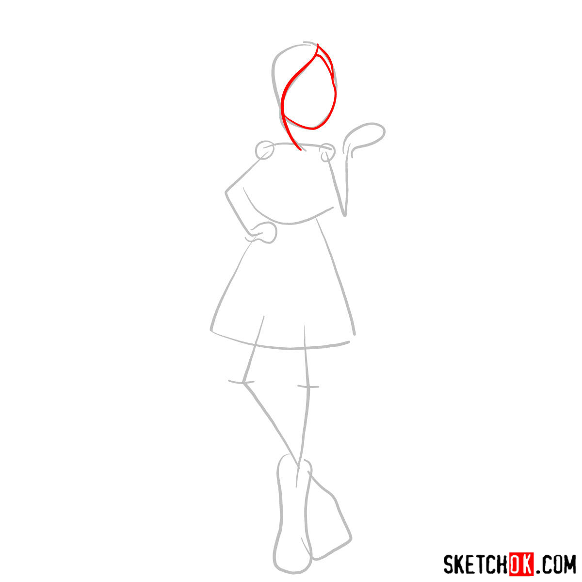 How to draw Poppy O'Hair - step 02