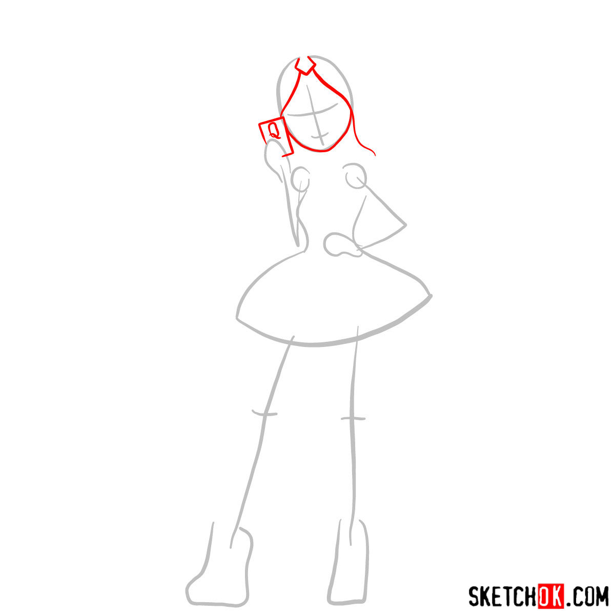 How to draw Lizzie Hearts - step 02