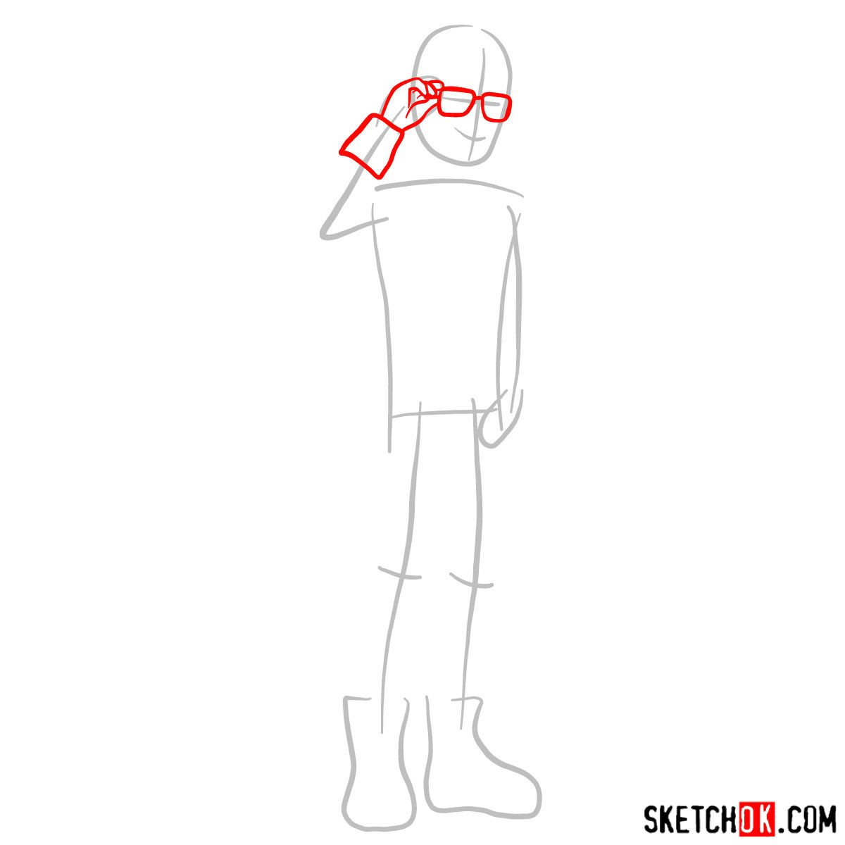 How to draw Dexter Charming - step 02