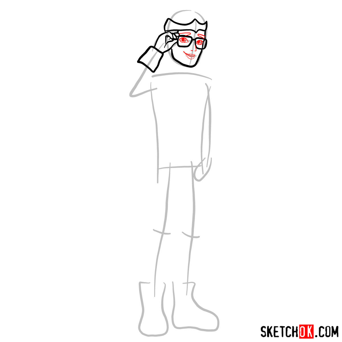 How to draw Dexter Charming - step 04
