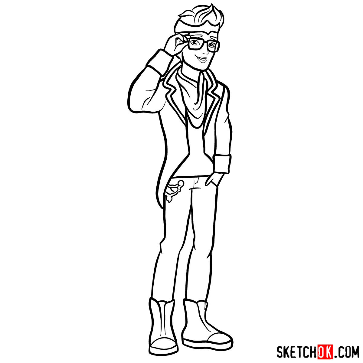 How to draw Dexter Charming - step 13