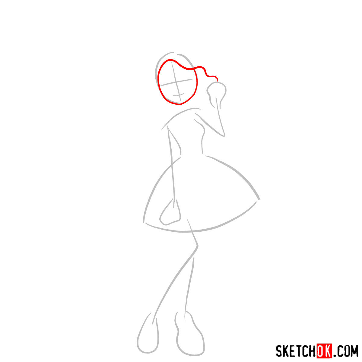 How to draw Madeline Hatter - step 02
