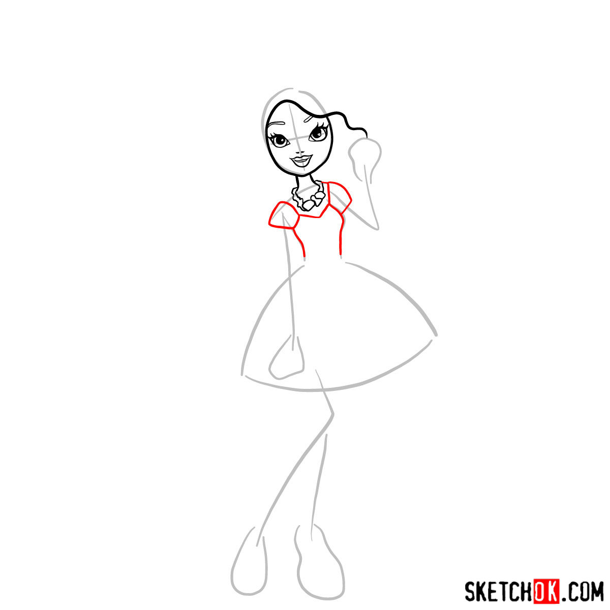 How to draw Madeline Hatter - step 05