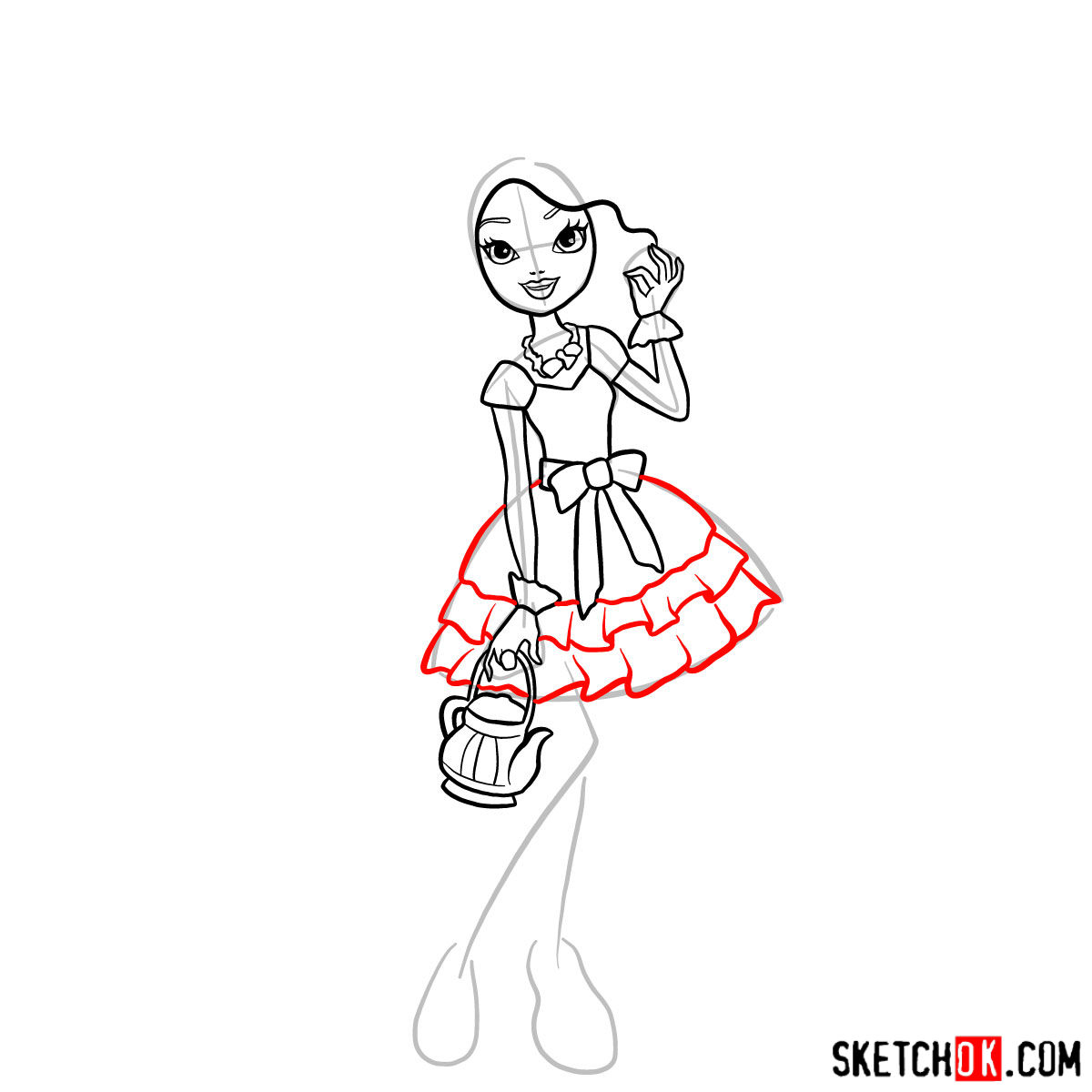How to draw Madeline Hatter - step 10