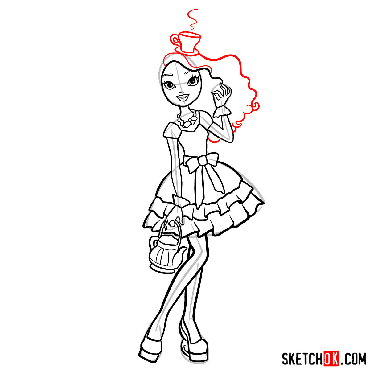 How to draw Madeline Hatter - step 13