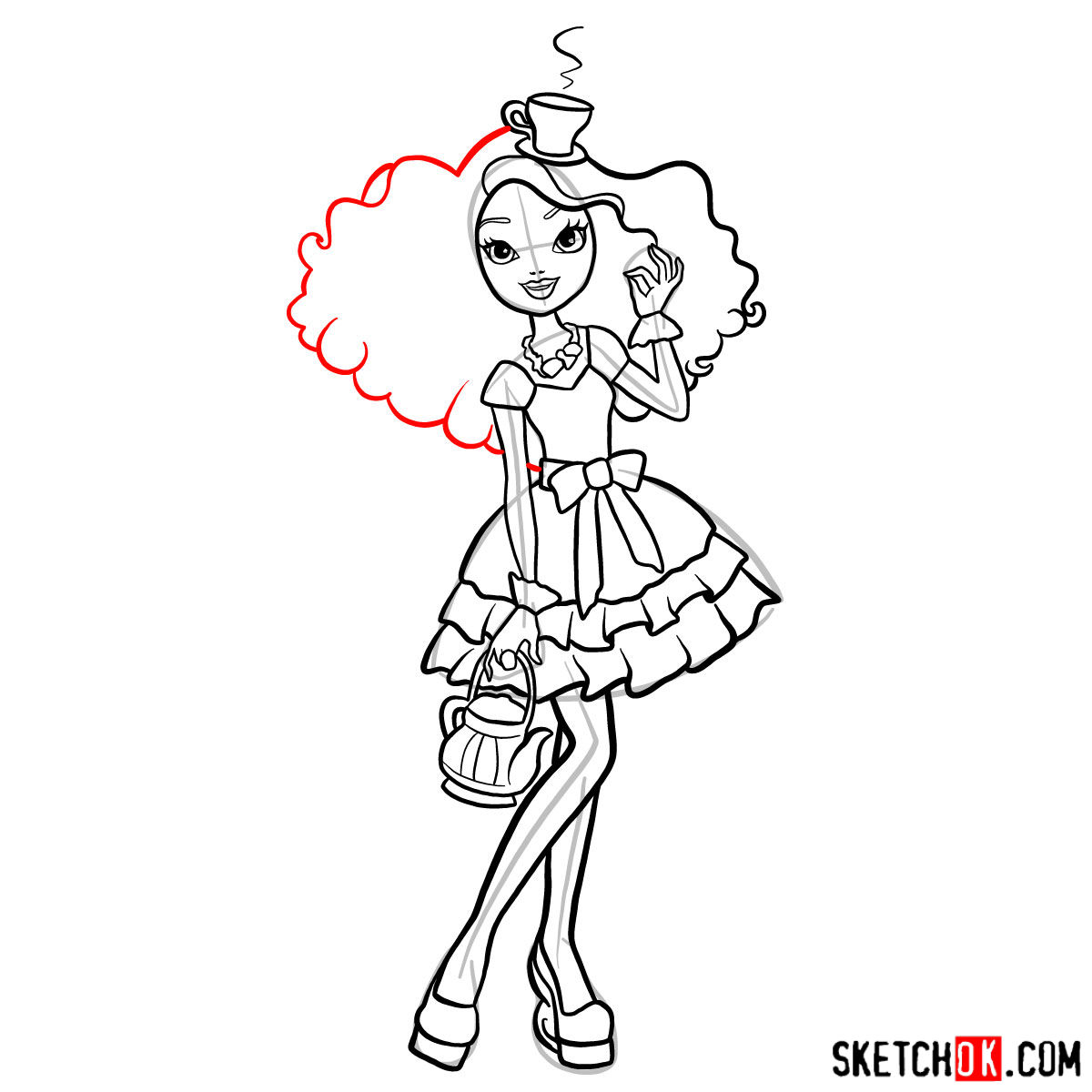 How to draw Madeline Hatter - step 14