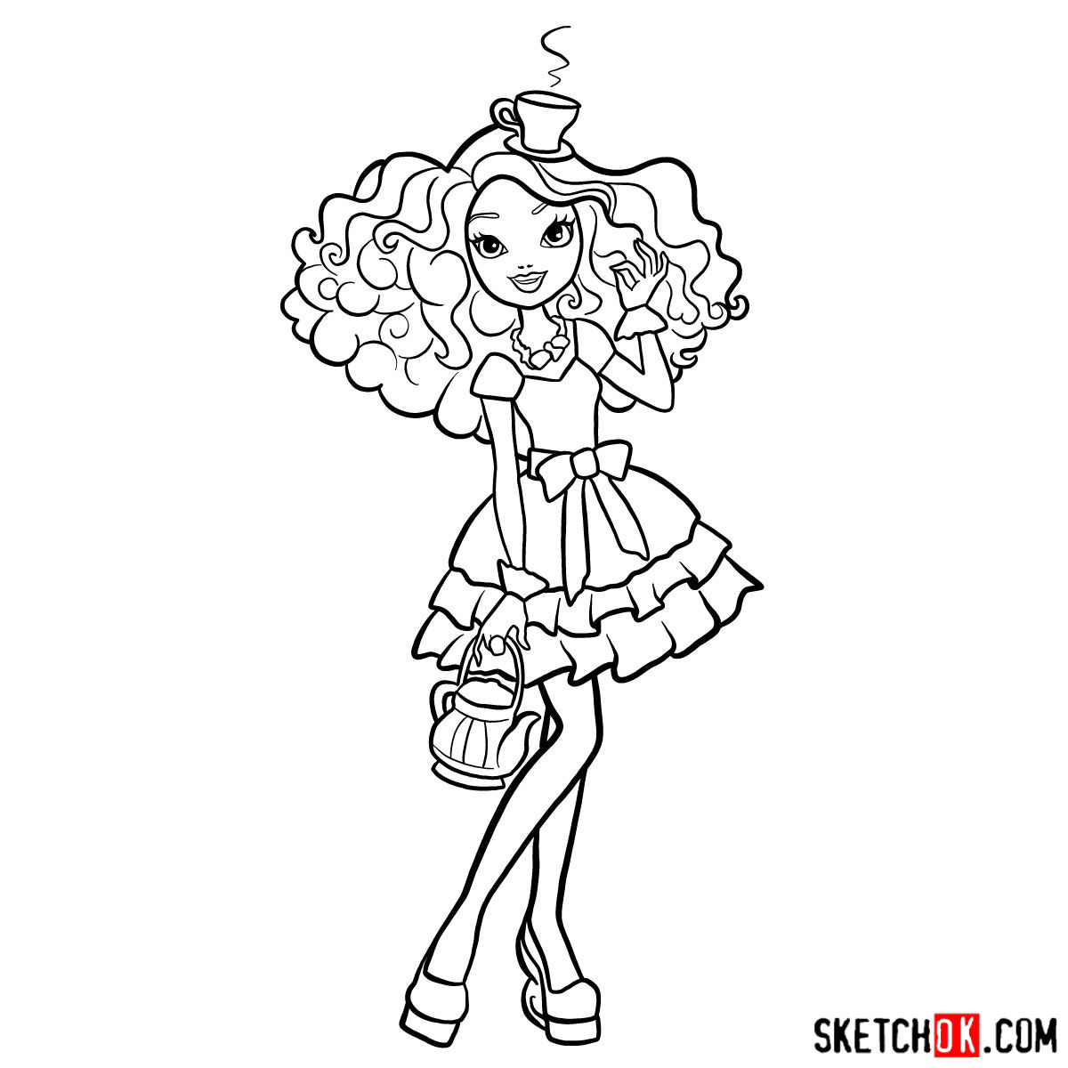 How to draw Madeline Hatter - step 16