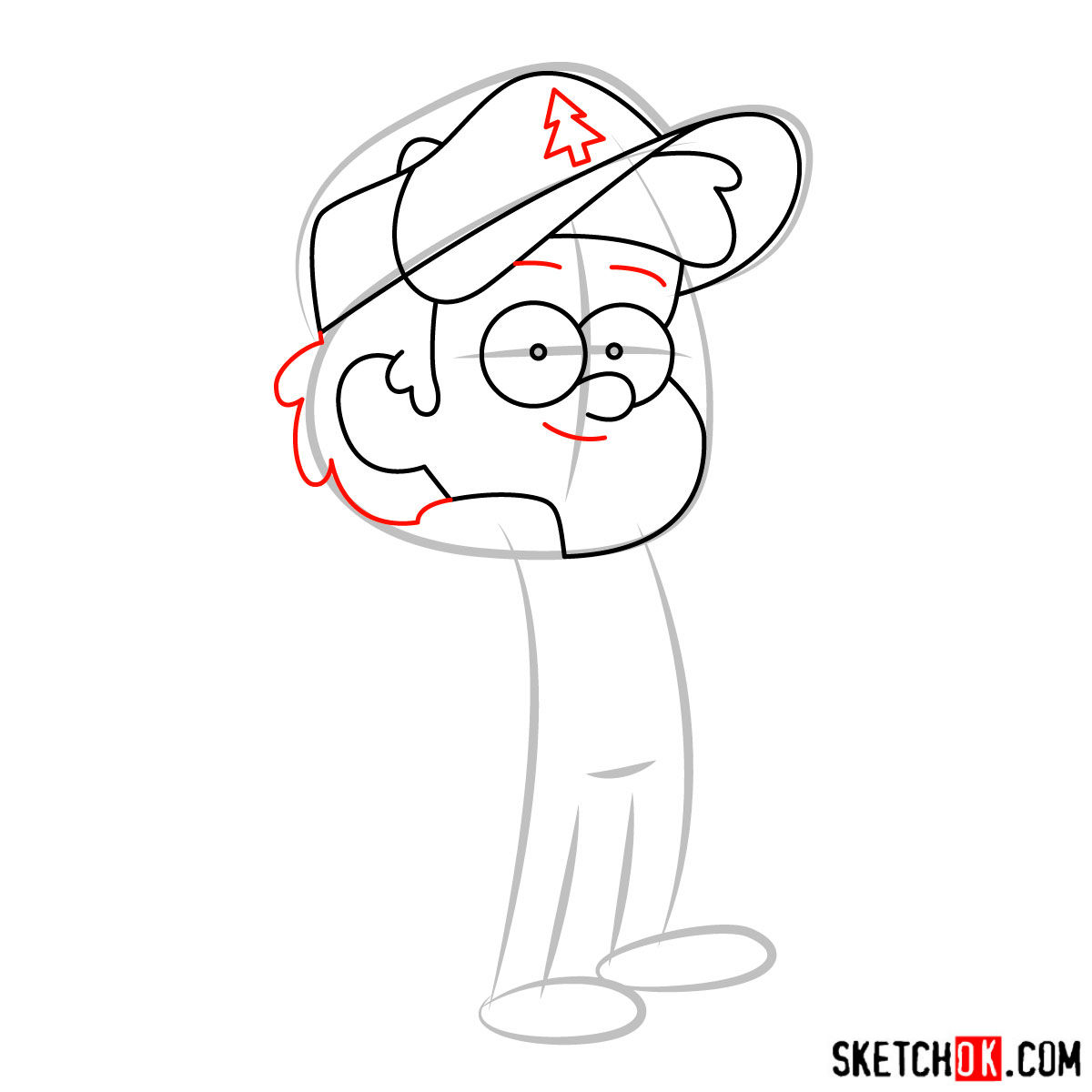 How to draw Dipper Pines - step 05