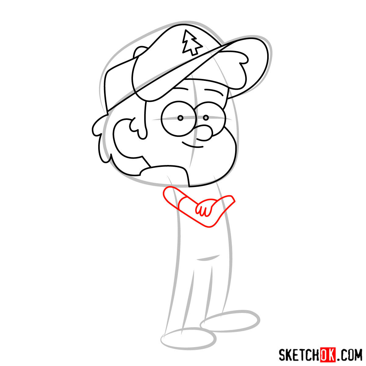 How to draw Dipper Pines - step 06