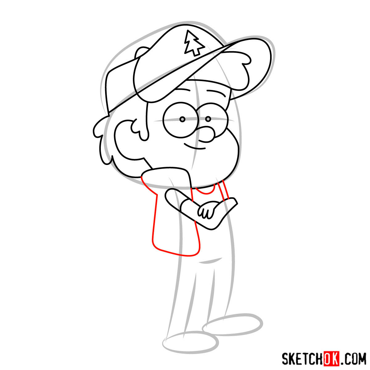 How to draw Dipper Pines - step 07