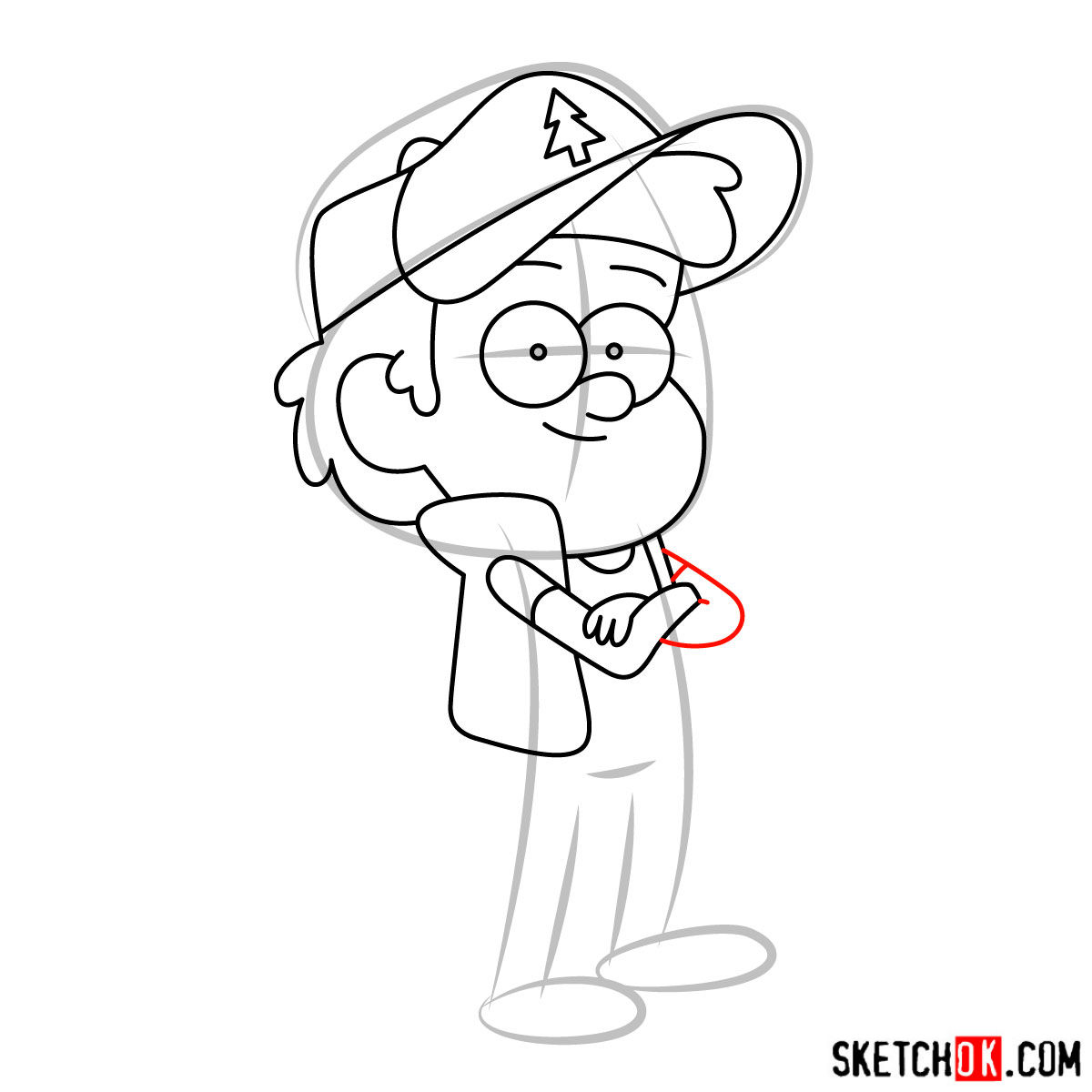 How to draw Dipper Pines - step 08