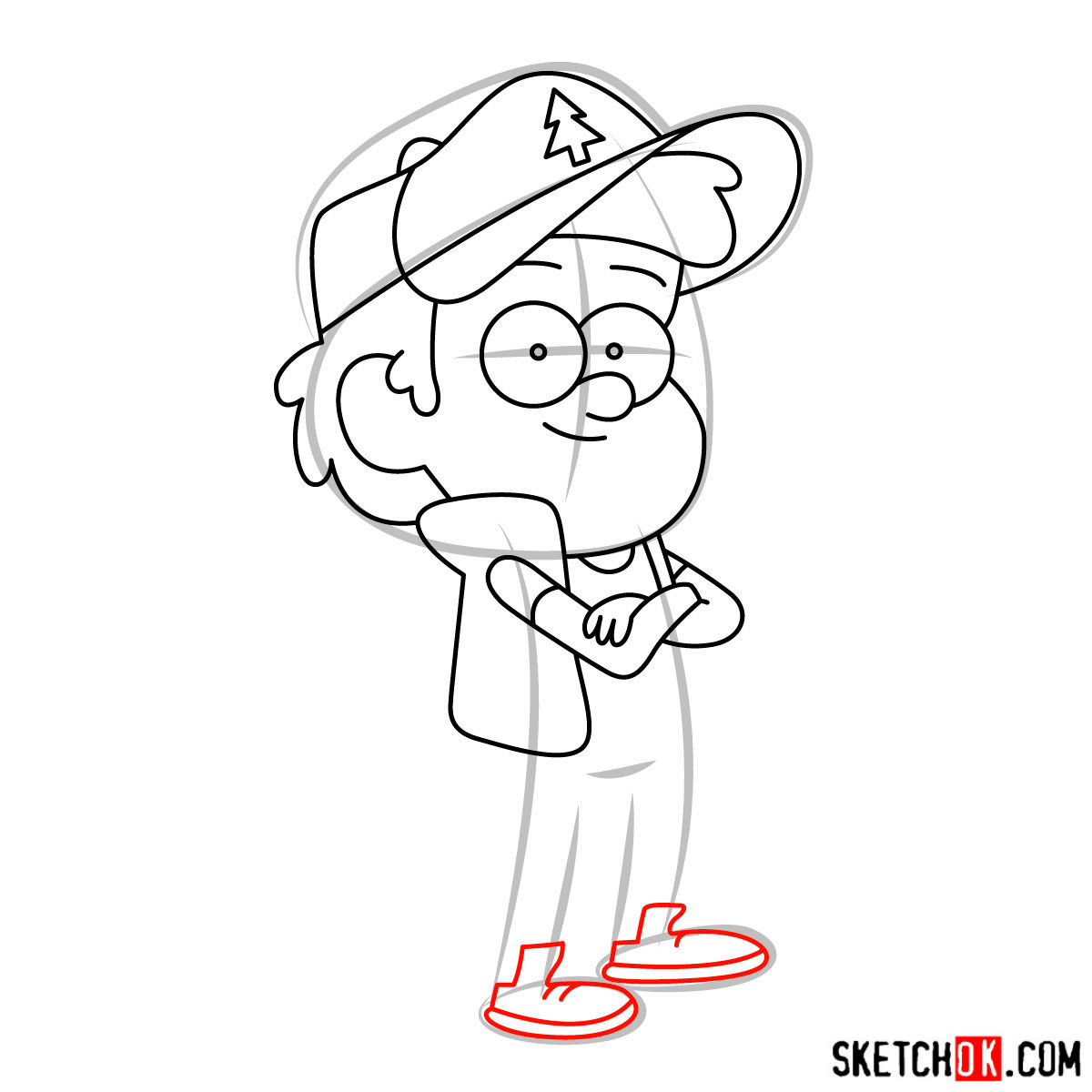 How to draw Dipper Pines - step 09