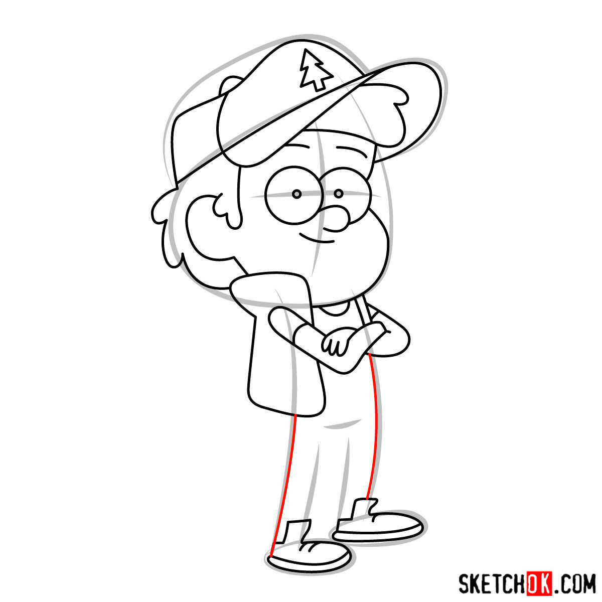 How to draw Dipper Pines - step 10