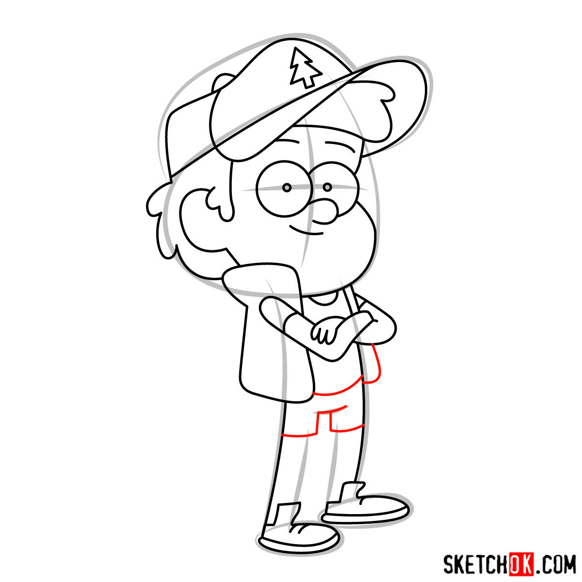 How to draw Dipper Pines - step 11