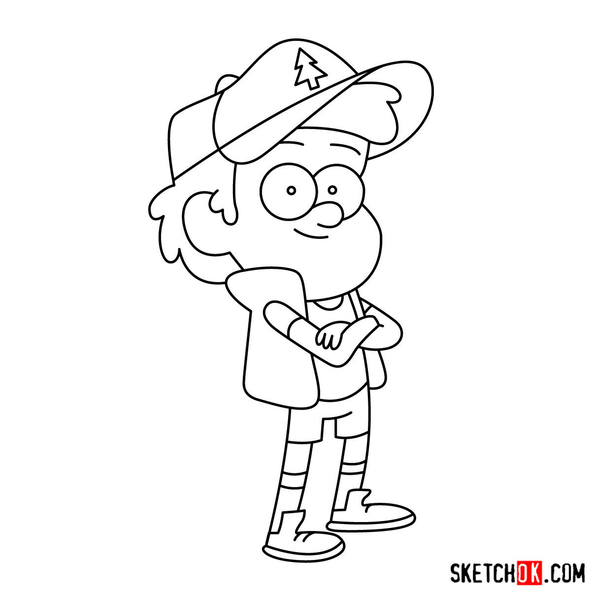 How to draw Dipper Pines - step 13
