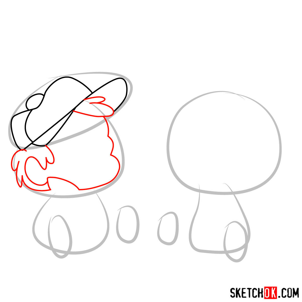 How to draw Dipper and Mabel Pines chibi style - step 03