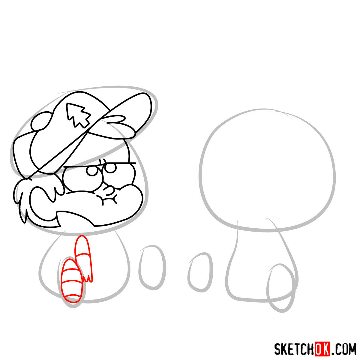 How to draw Dipper and Mabel Pines chibi style - step 05