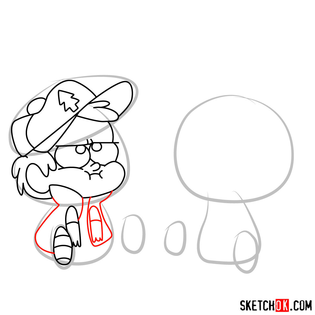 How to draw Dipper and Mabel Pines chibi style -  step 06