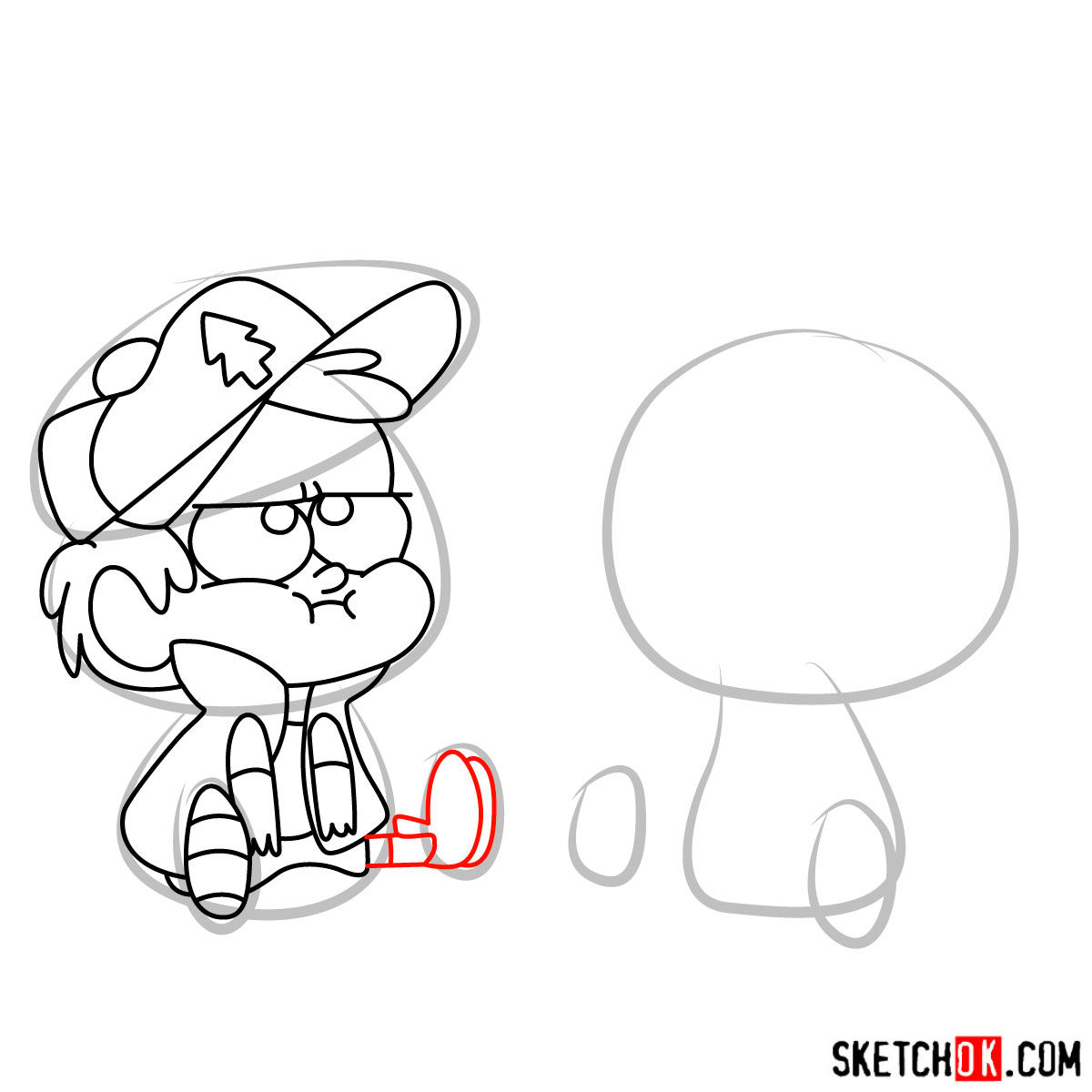 How to draw Dipper and Mabel Pines chibi style - step 08