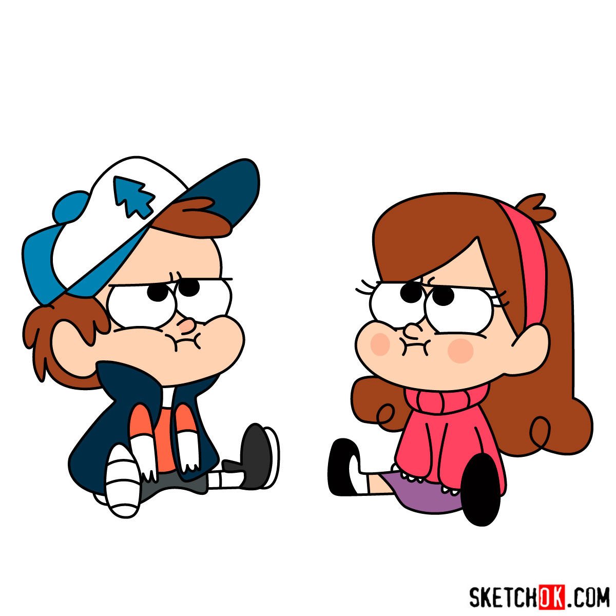 How to draw chibi Dipper and Mabel Pines
