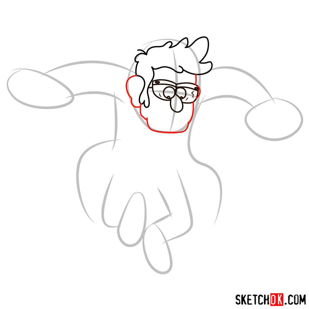 How to draw Stanford 'Ford' Pines - step 04