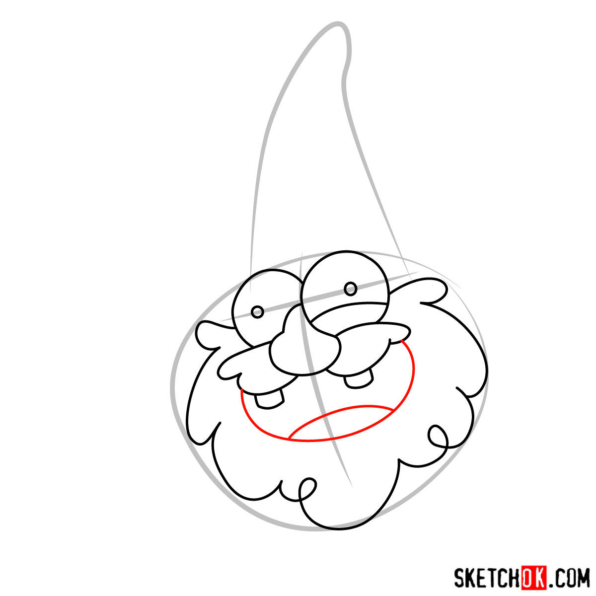 How to draw Gnome from Gravity Falls - step 04