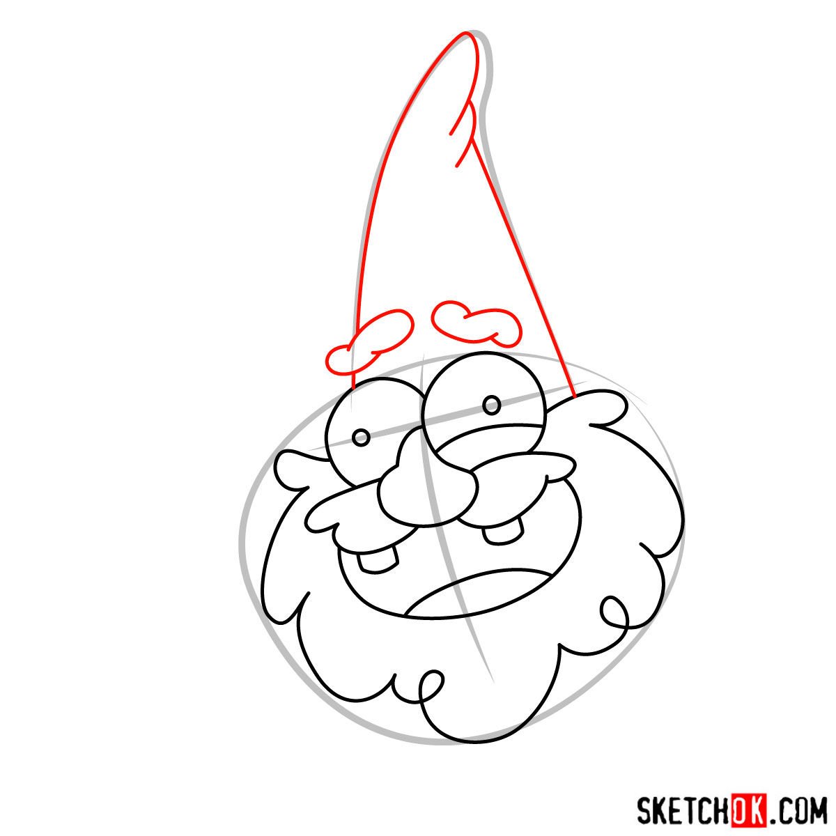 How to draw Gnome from Gravity Falls - step 05