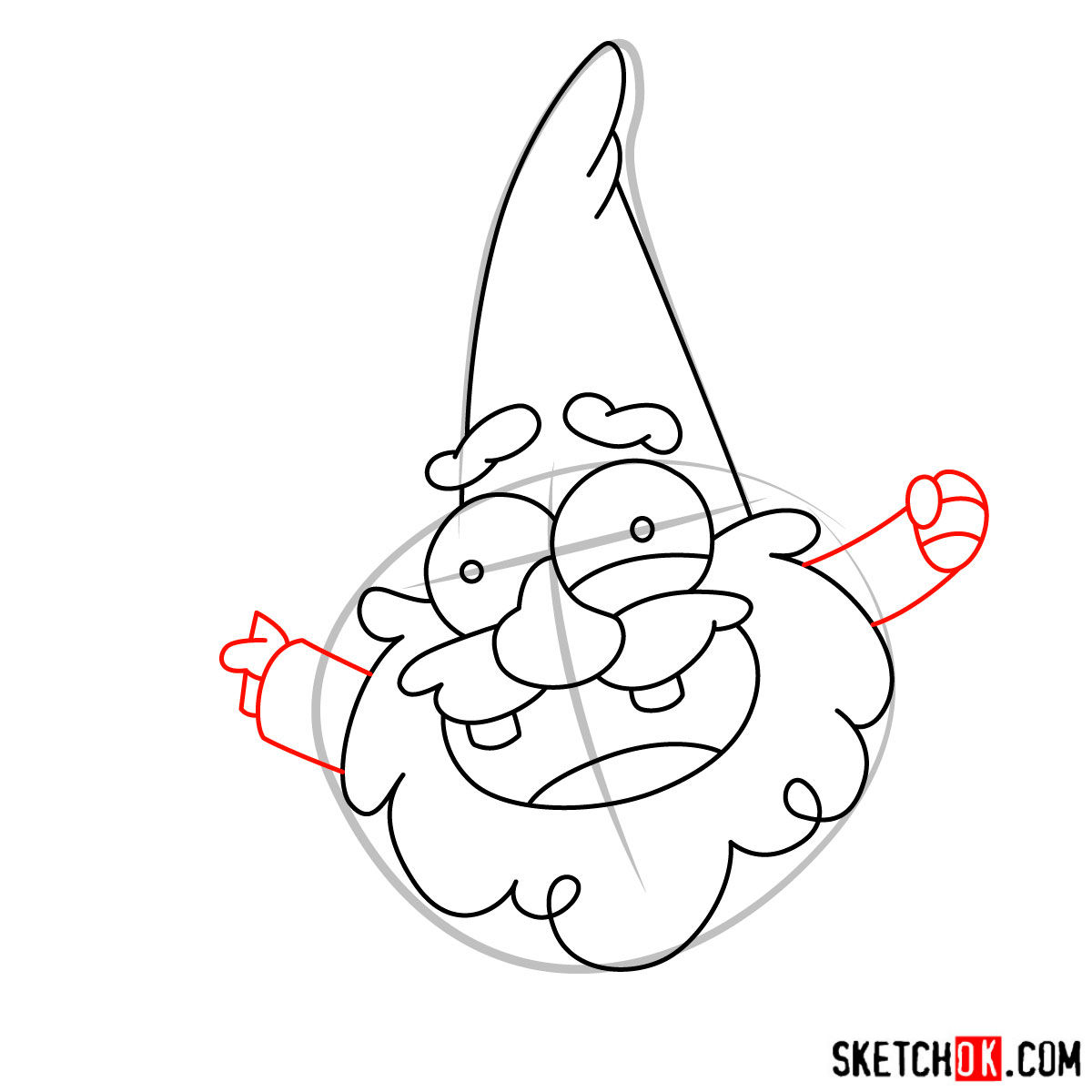 How to draw Gnome from Gravity Falls - step 06