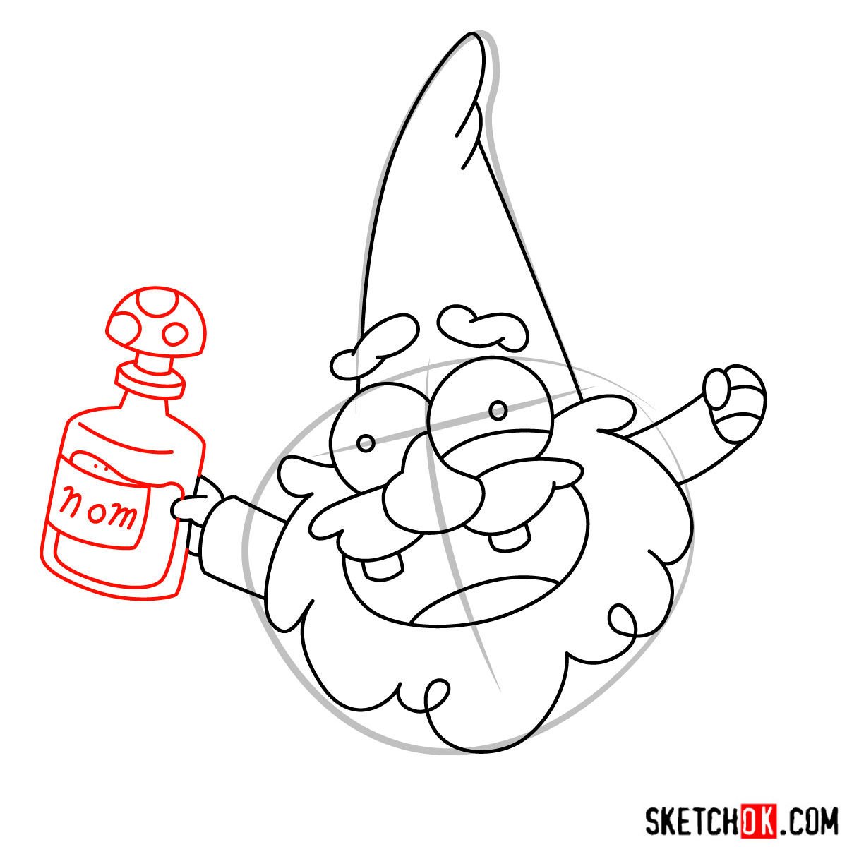How to draw Gnome from Gravity Falls - step 07