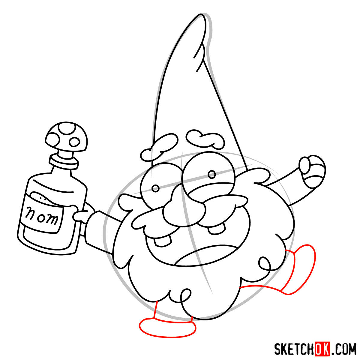 How to draw Gnome from Gravity Falls - step 08