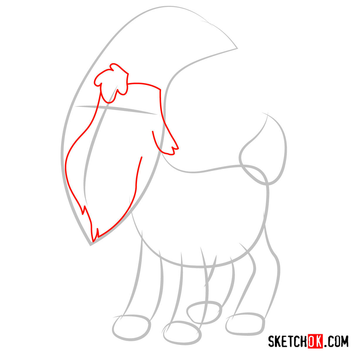 How to draw Gompers the goat - step 02