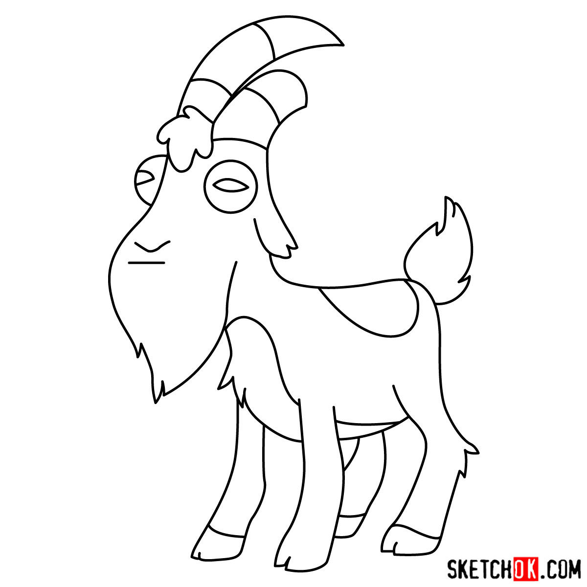 How to draw Gompers the goat - step 10