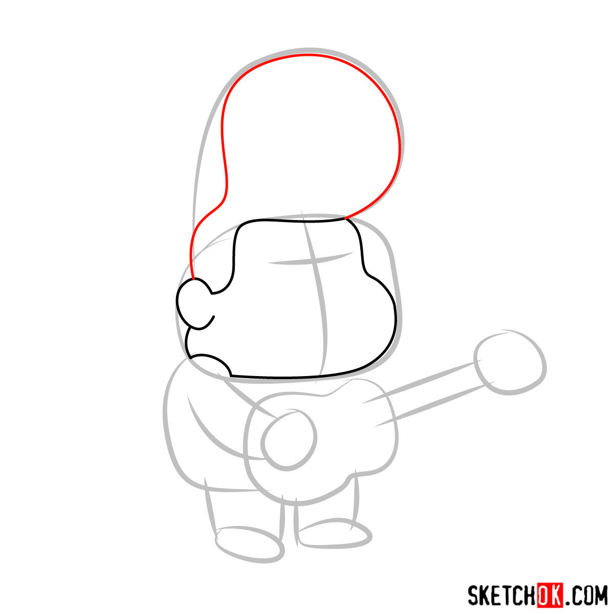 How to draw little Gideon - step 03