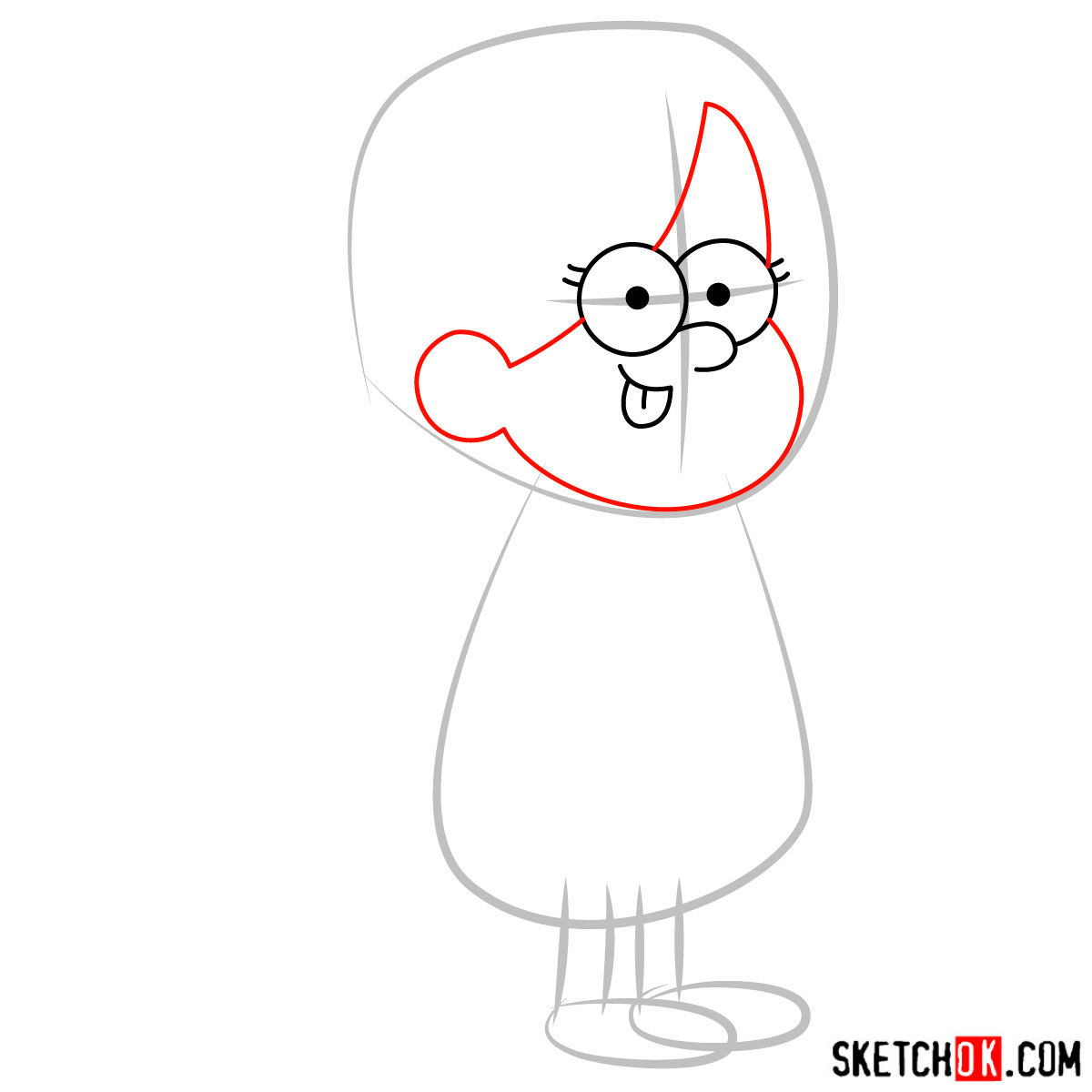 How to draw Mabel Pines - step 03