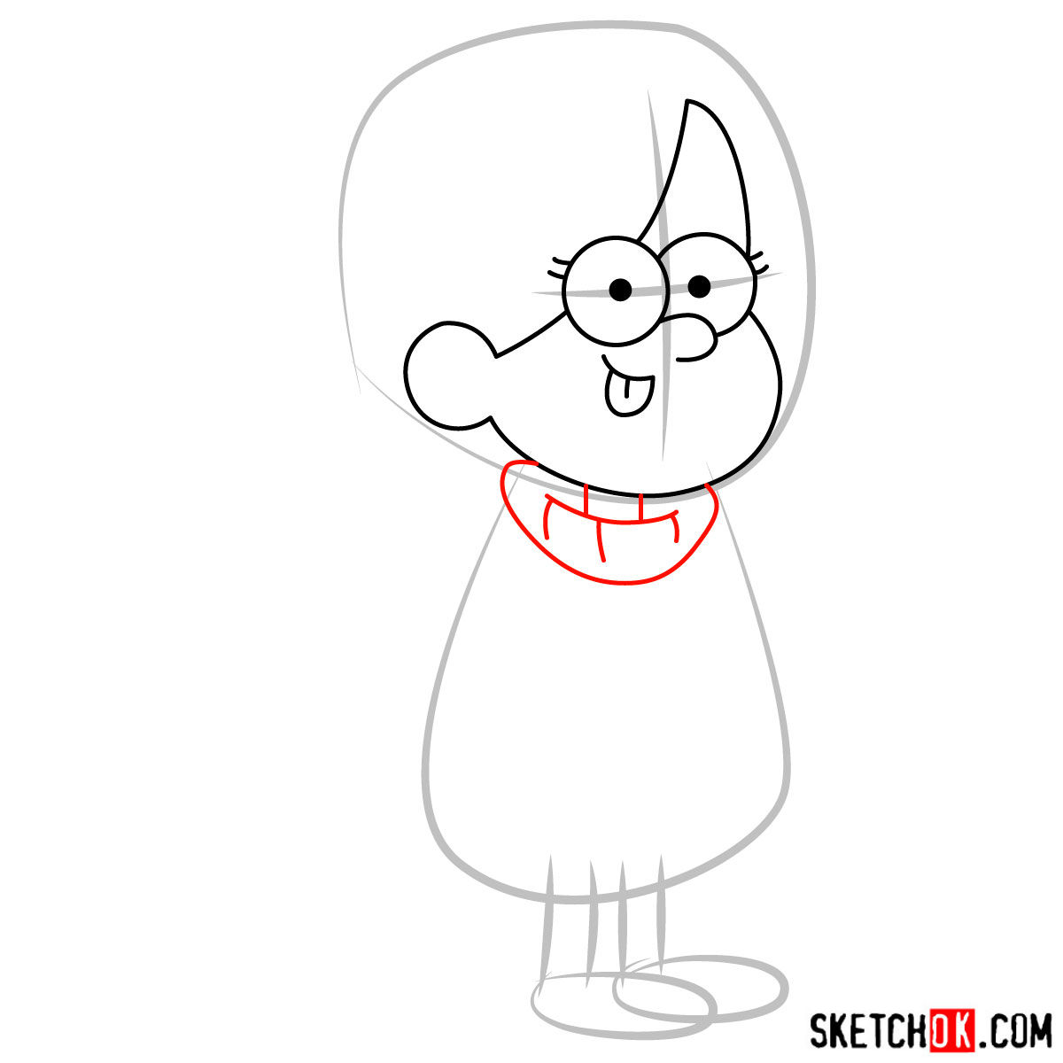 How to draw Mabel Pines - step 04