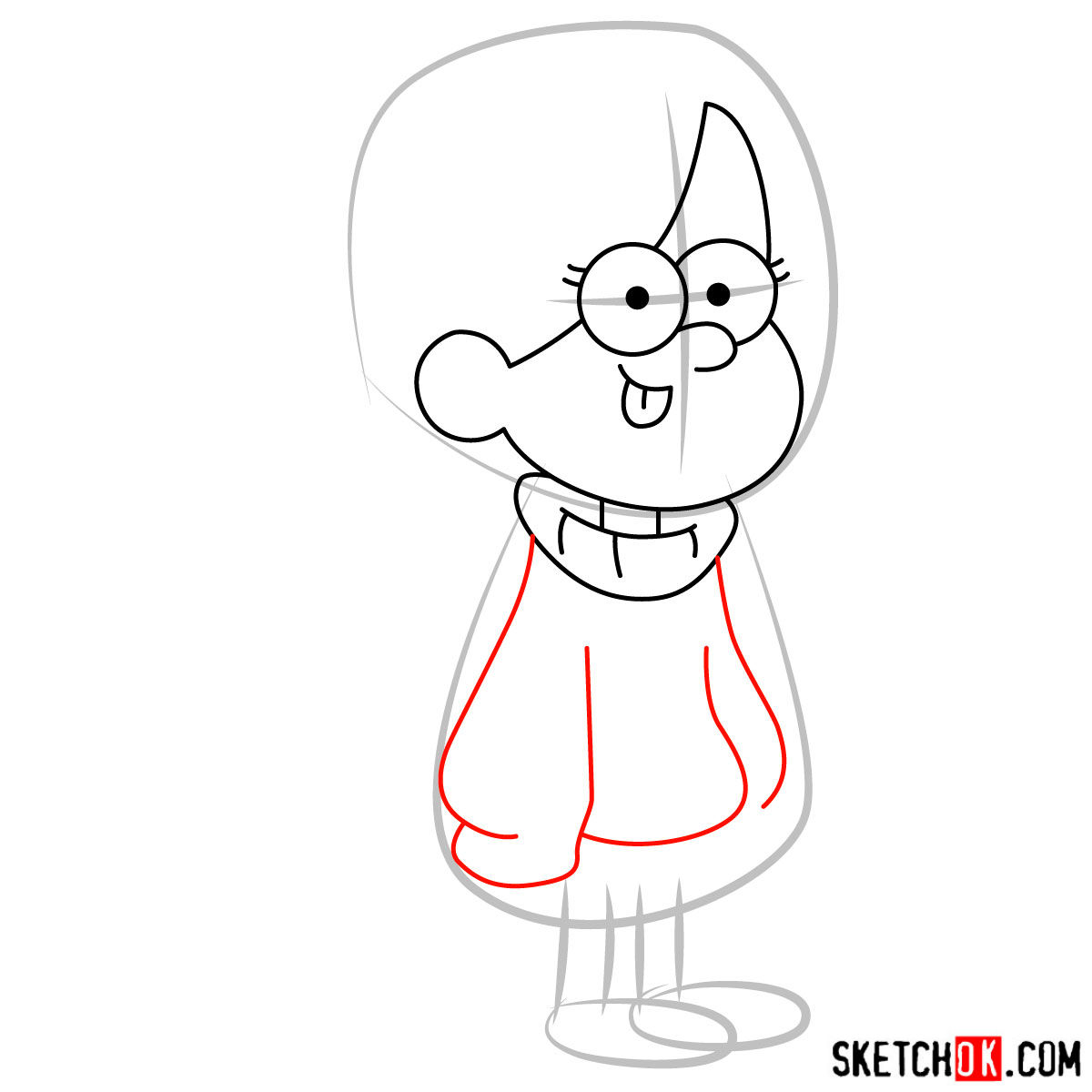 How to draw Mabel Pines - step 05