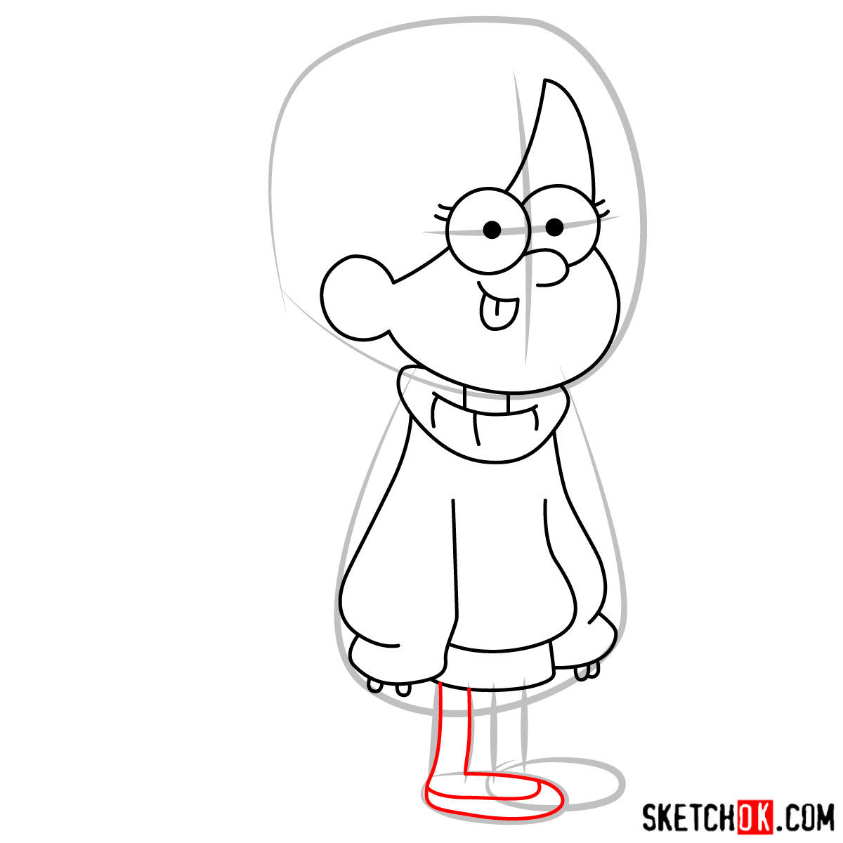 How to draw Mabel Pines - step 07