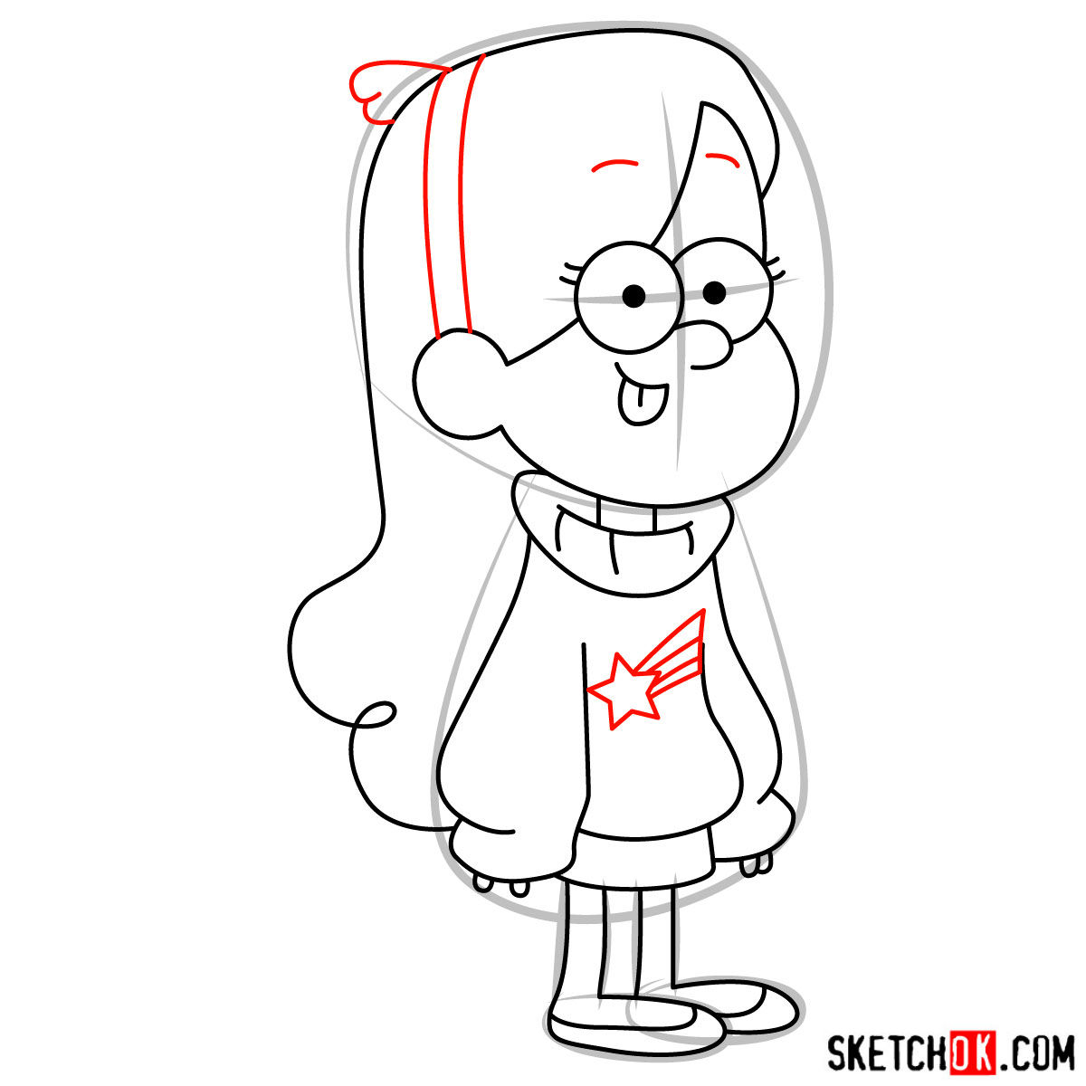 How to draw Mabel Pines - step 10