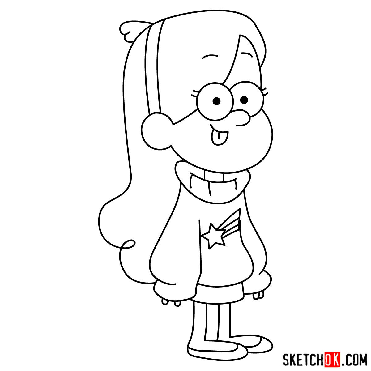 How to draw Mabel Pines Sketchok easy drawing guides