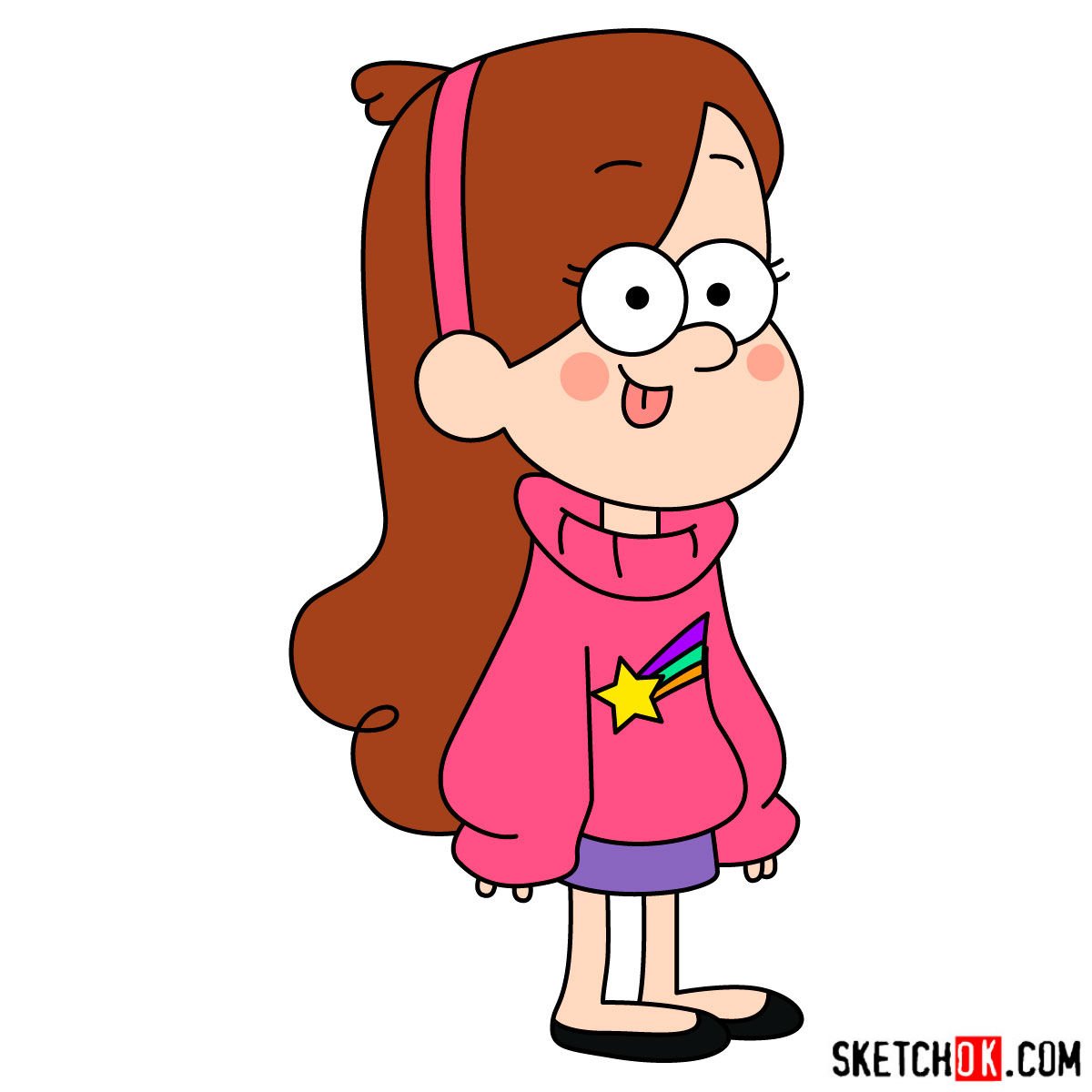 How to draw Mabel Pines - Sketchok easy drawing guides