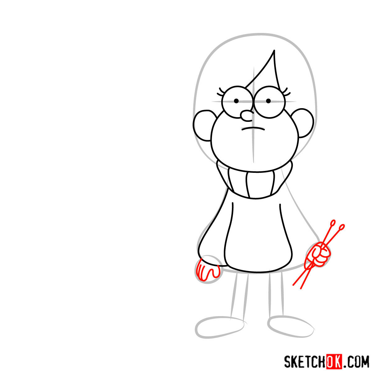 How to draw Mabel Pines with Pig - step 06
