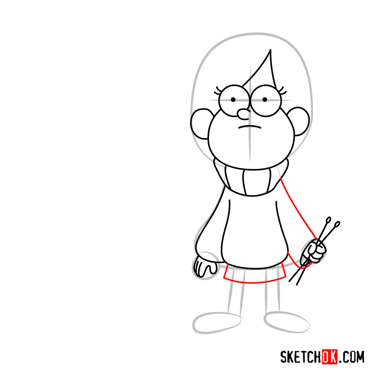 How to draw Mabel Pines with Pig - step 07