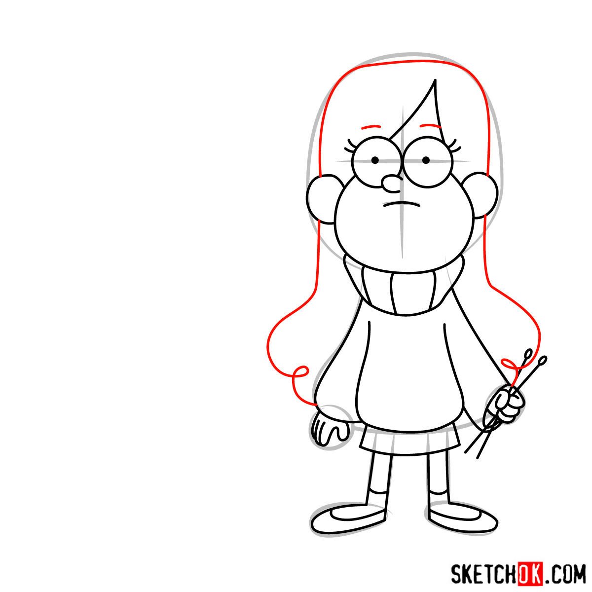 How to draw Mabel Pines with Pig - step 09