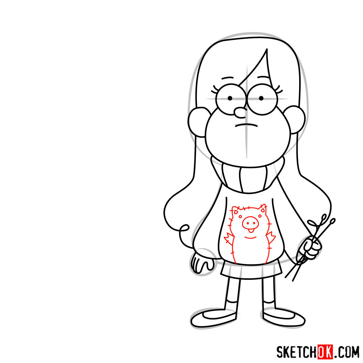 How to draw Mabel Pines with Pig - step 10